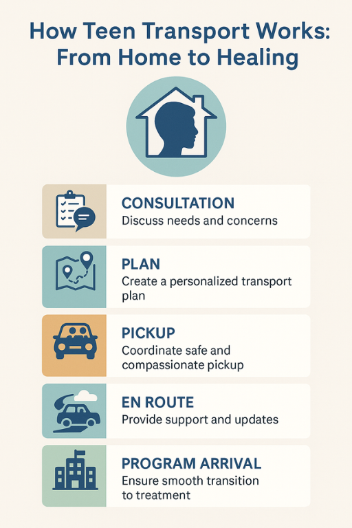 Top-Rated Teen Transport to Residential Treatment (2025) Teen transport process: From consultation to program arrival